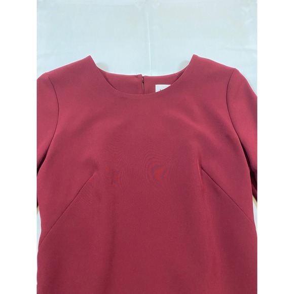 Milly Burgundy Tiered Bell Sleeve Crepe Shift Dress‎ Cocktail Valentines Size 2 - Picture 3 of 15
